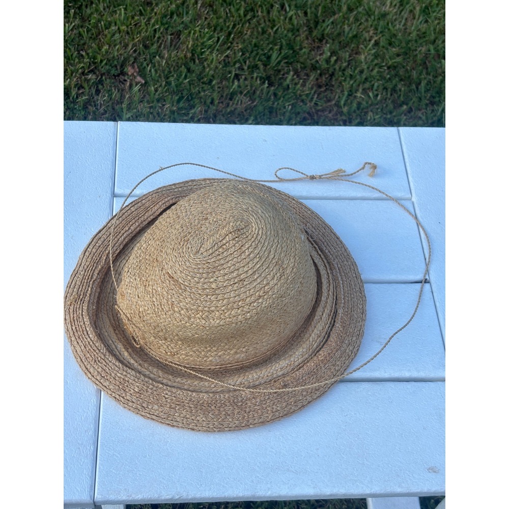 Scala Firenze Italy Natural Fiber Woven Straw Sun Hat Tan One Size Chin Strap